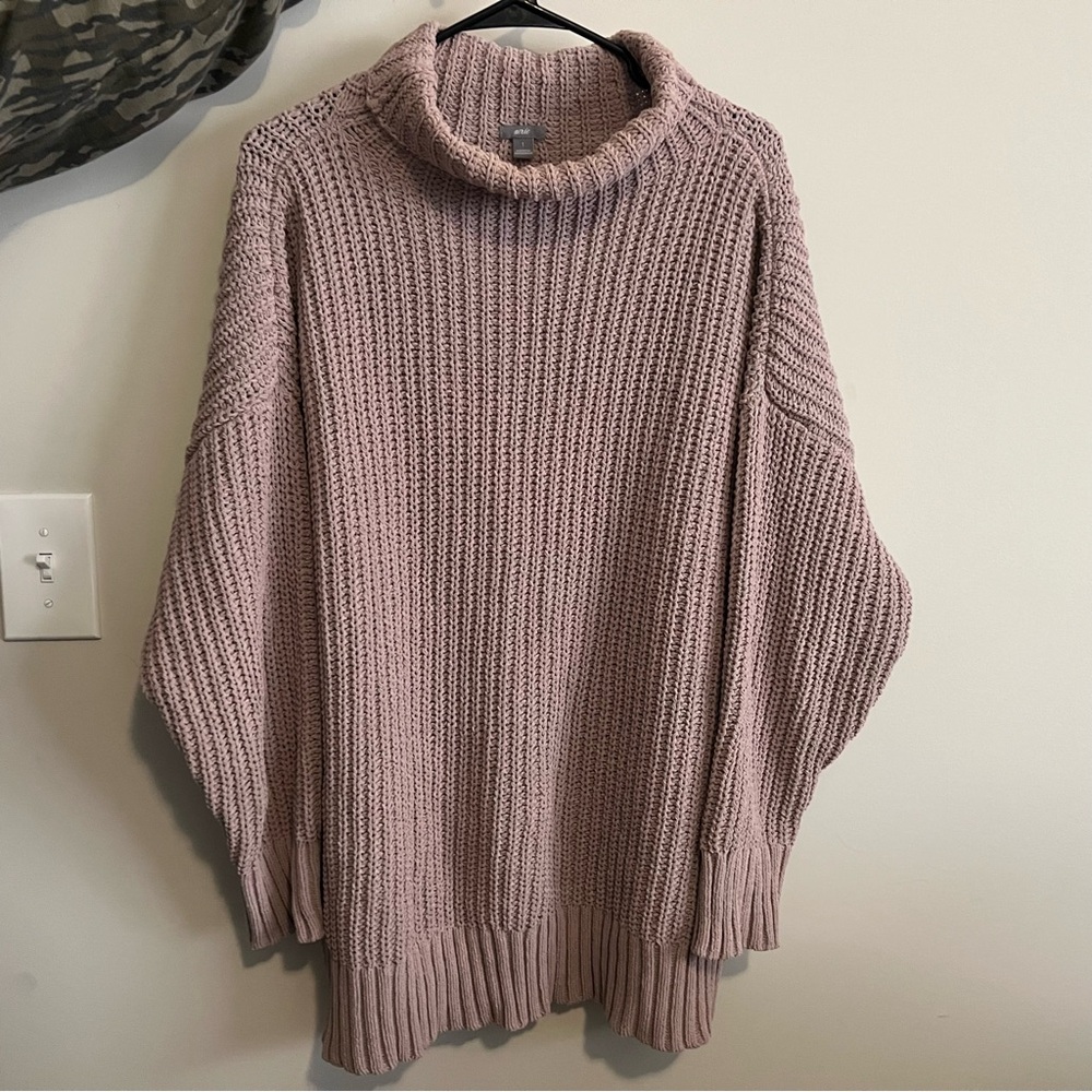 Aerie Pink Cozy Cowl Neck Sweater